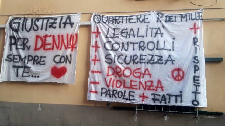 Striscioni a Livorno per ricordare Denny Magina